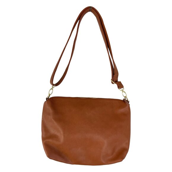 STEVE Madden Shoulder Bag Lined Spell Out Brown PVC Removable Strap 13.5" x 9" - Picture 2 of 4